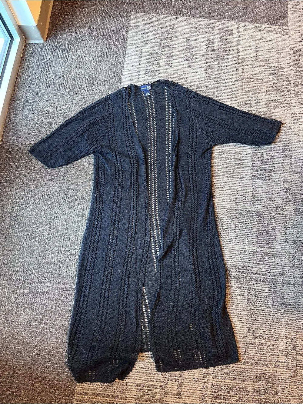 Long Black Crochet cardigan
